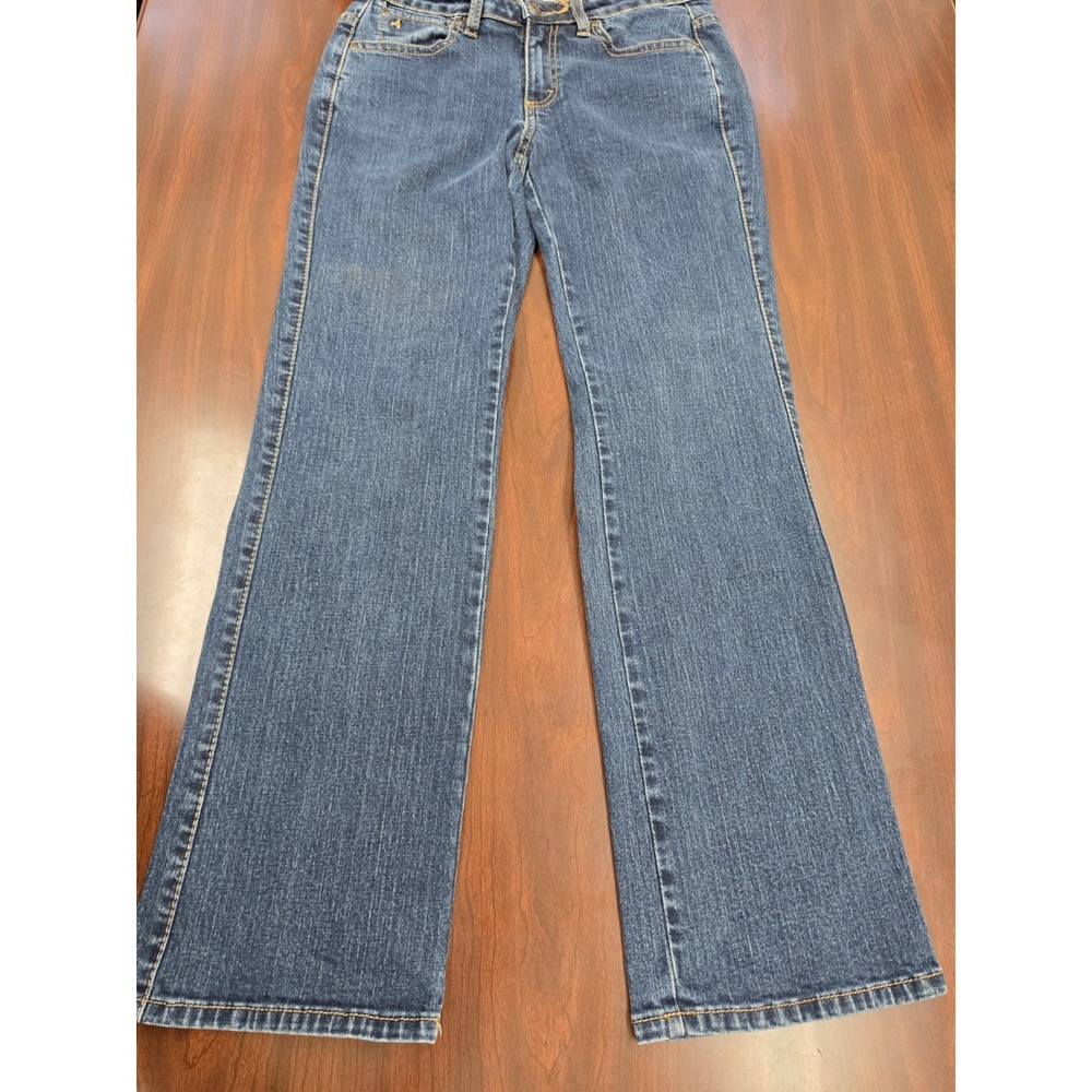 Aura Dark Wash Bootcut Jeans Womens Stretch Denim Classic Y2K Everyday 4 Short